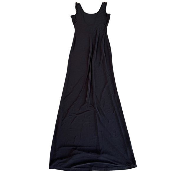 SYMPHONY Open Back Goddess Formal Black Maxi Dress With Gorgeous Crochet Detail - Picture 2 of 10